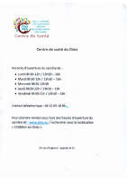 HORAIRES CENTRE DE SANTE
